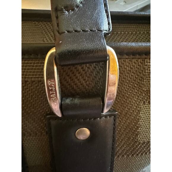 RARE BALLY GREEN W/ STRIPE TOTE W/LEATHER & SILVER HARDWARE/ CLOCHETTE - Picture 4 of 14